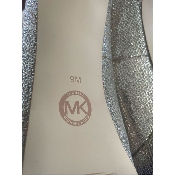 NWOB Michael Kors Erica Platform Open Toe Gold Glittered Heeled Pumps - Picture 12 of 14